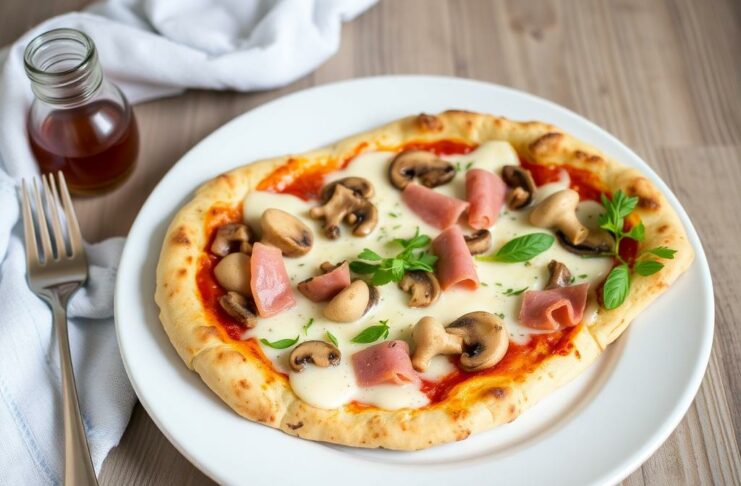 Пицца с ветчиной, грибами и сливочным соусом: сытный семейный ужин
