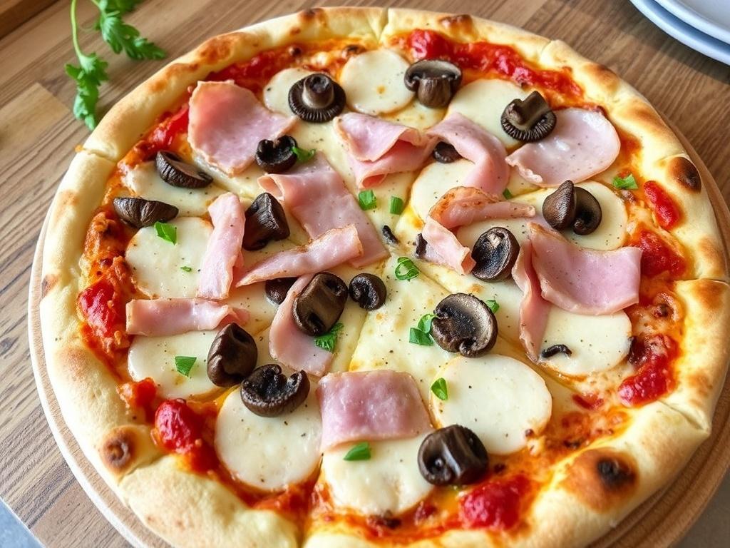 Пицца с ветчиной и грибами: сытный обед, который готовится быстро и вкусно