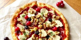 Праздничная пицца с индейкой, клюквенным соусом и орехами: изюминка стола без лишних сует