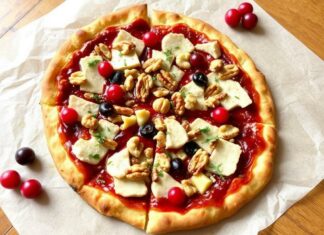 Праздничная пицца с индейкой, клюквенным соусом и орехами: изюминка стола без лишних сует