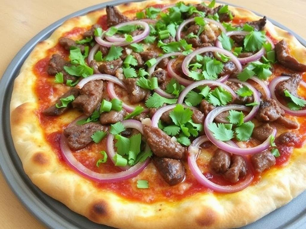 Пицца с говядиной и красным луком: сытный ужин с пикантными нотками