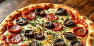 Пицца с салями, грибами портобелло и орегано: насыщенный вкус