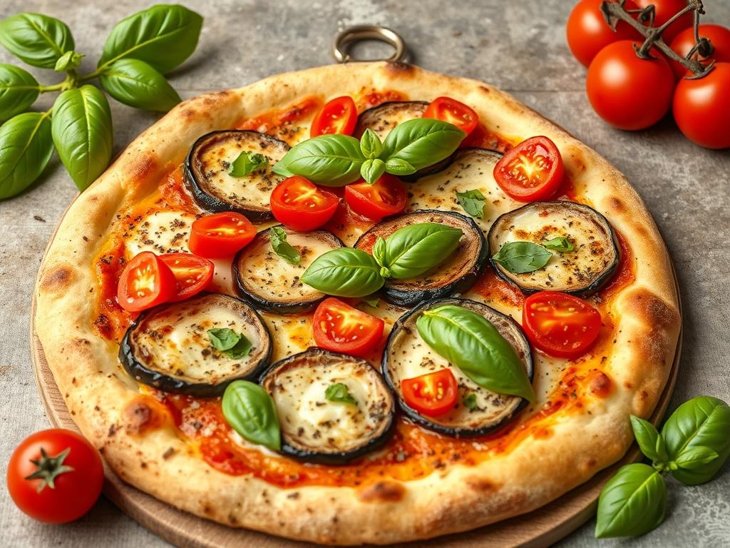 Пицца с баклажанами, томатами и базиликом: итальянский стиль