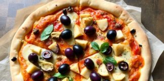 Корабль вкусов: пицца с маринованными артишоками и оливками