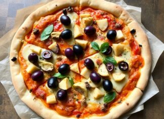 Корабль вкусов: пицца с маринованными артишоками и оливками