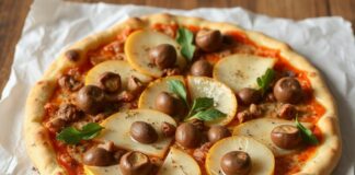 Пицца с каштанами и грушей: осенний дуэт на тонкой корочке