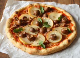 Пицца с каштанами и грушей: осенний дуэт на тонкой корочке