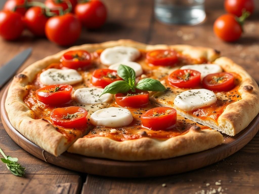 Пицца с моцареллой и помидорами черри: летний вкус