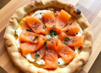 Пицца с копчёным лососем и сливочным сыром: искусство небольшого ужина на тонкой корочке