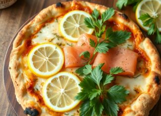 Пицца с лососем и лимоном: свежесть океана