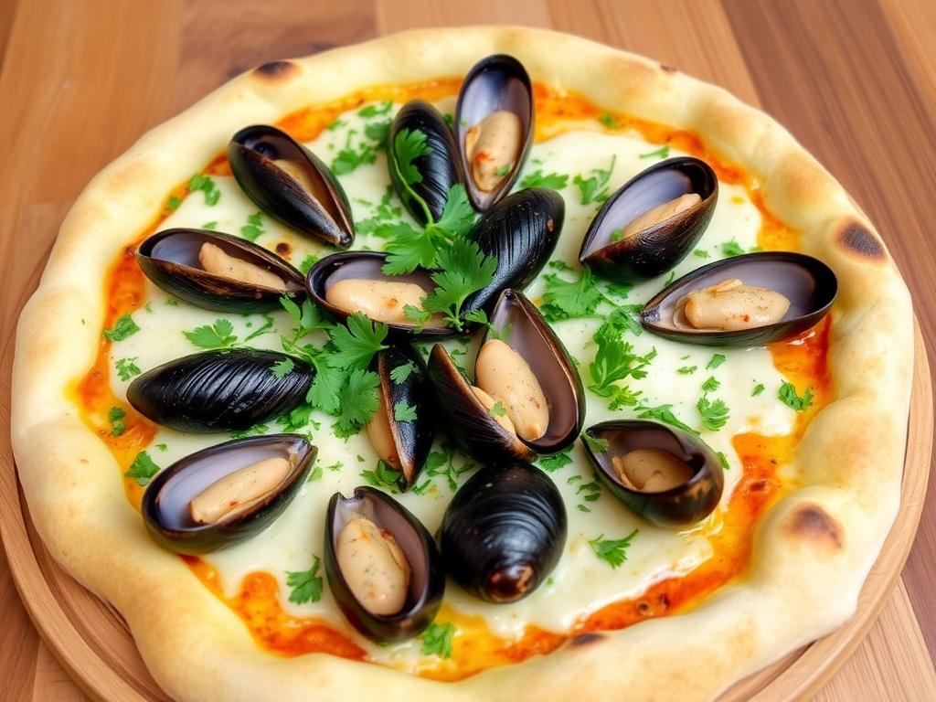 Пицца с мидиями и петрушкой: морская свежесть в тесте