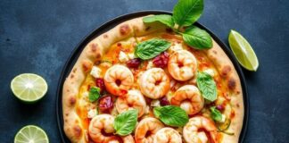 Пицца с лаймом и креветками: тропическая нотка в каждом кусочке