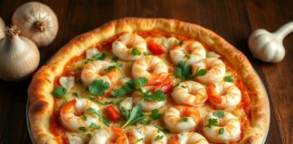 Пицца с креветками, чесноком и петрушкой: морской аромат на вашей тарелке