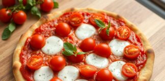 Пицца с моцареллой и помидорами черри: свежесть лета