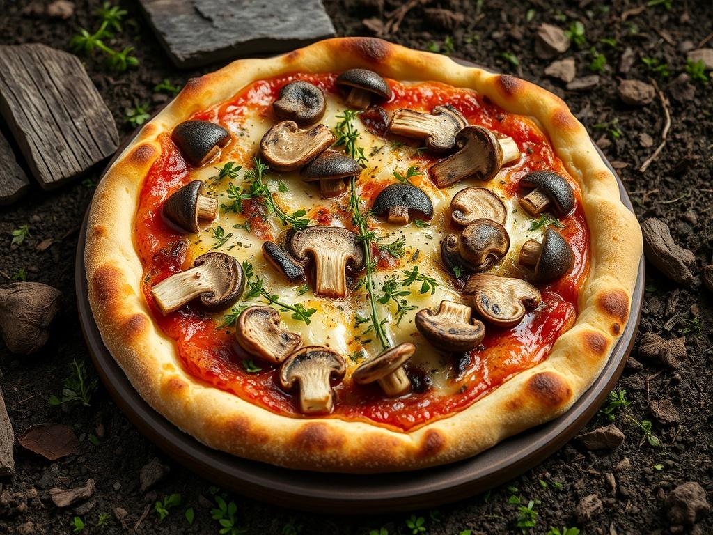 Пицца с шампиньонами и тимьяном: аромат лесной опушки