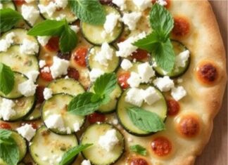 Пицца с цукини, фетой и мятой: лёгкий летний ужин с освежающим вкусом