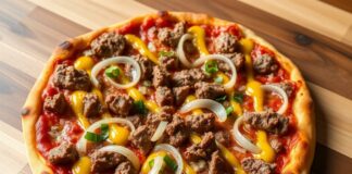 Пицца с говядиной, луком и горчицей: мясной вариант, который ломает стереотипы
