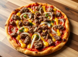 Пицца с говядиной, луком и горчицей: мясной вариант, который ломает стереотипы