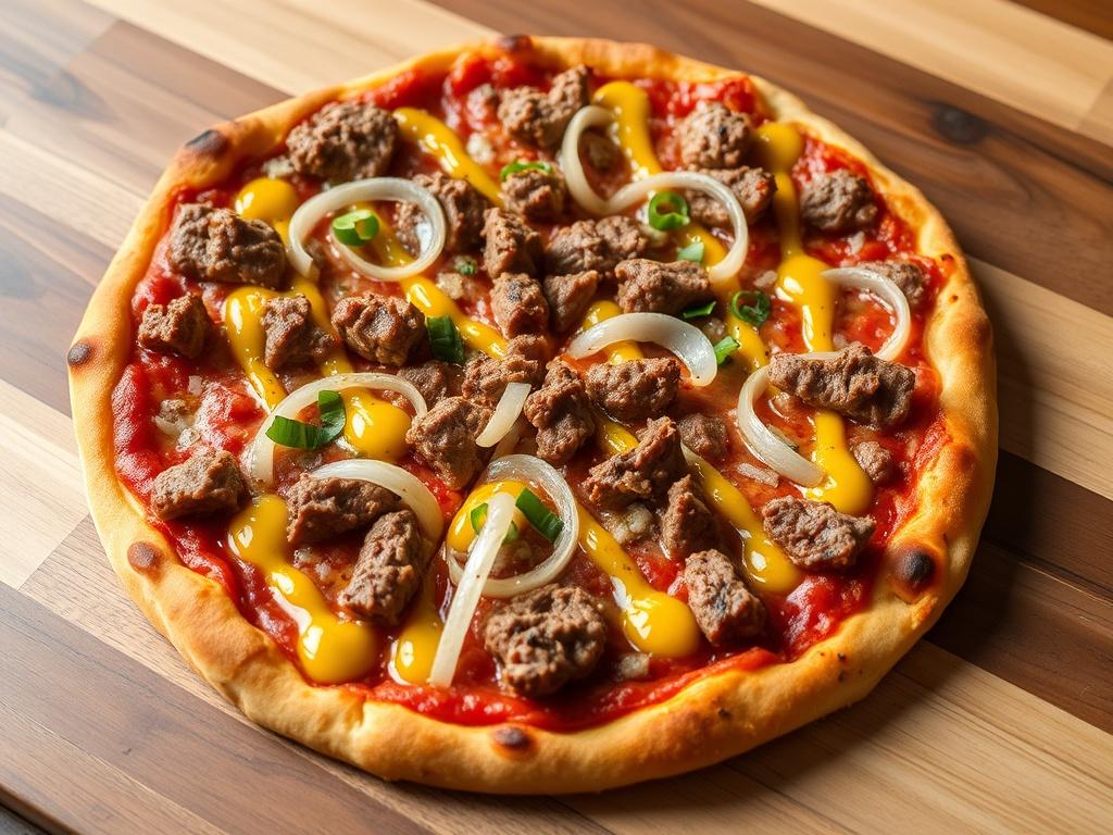 Пицца с говядиной, луком и горчицей: мясной вариант, который ломает стереотипы