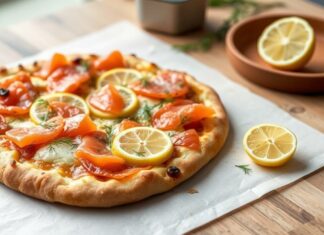 Скандинавский шик на тарелке: пицца с лососем холодного копчения, укропом и лимоном