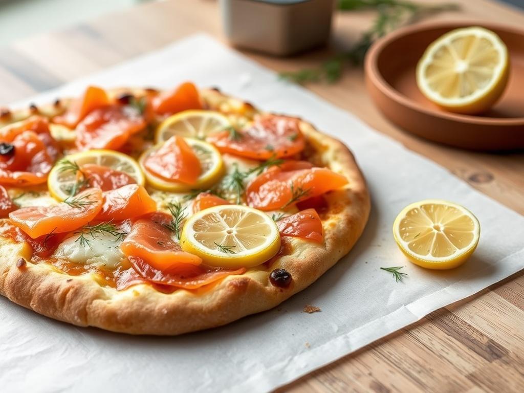 Скандинавский шик на тарелке: пицца с лососем холодного копчения, укропом и лимоном