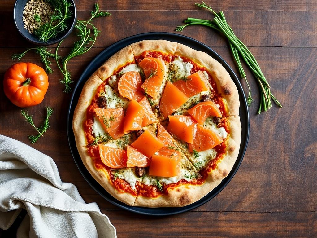 Пицца с лососем холодного копчения и укропом: скандинавский вариант для гурманов
