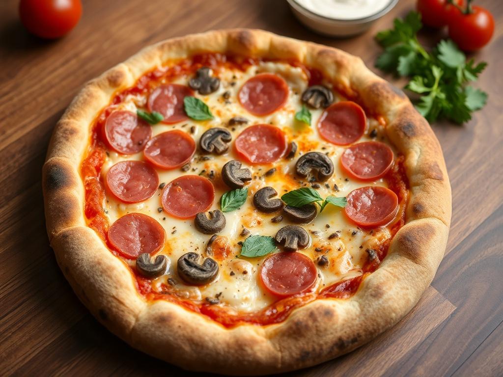 Пицца с салями и грибами: сытный выбор с насыщенным вкусом