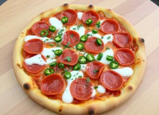 Острота и свежесть в одном блюде: пицца с пепперони, халапеньо и соусом ранч