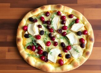 Пицца с индейкой, клюквой и тимьяном: праздничный вариант с лесными нотками