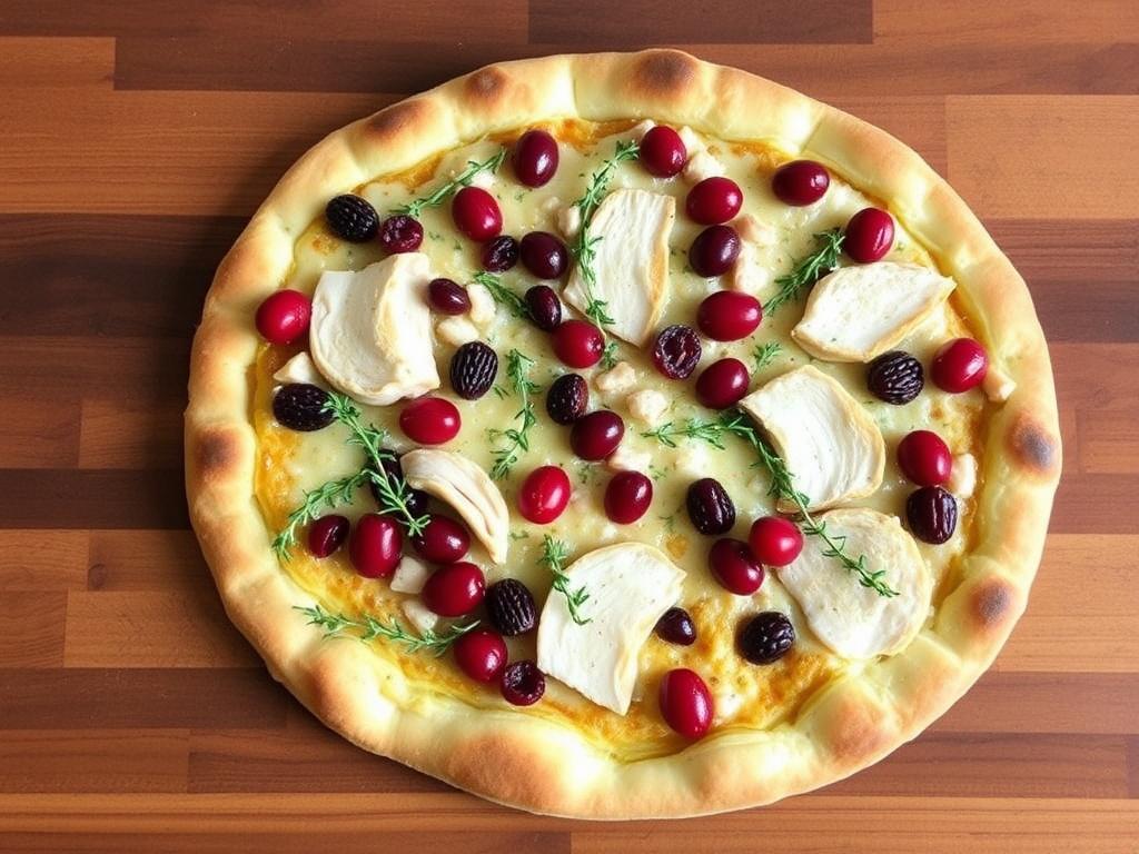 Пицца с индейкой, клюквой и тимьяном: праздничный вариант с лесными нотками