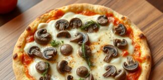 Пицца с шампиньонами, сливками и пармезаном: нежная текстура, которая тает во рту
