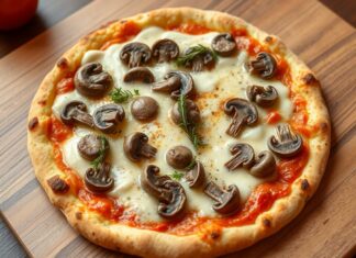 Пицца с шампиньонами, сливками и пармезаном: нежная текстура, которая тает во рту