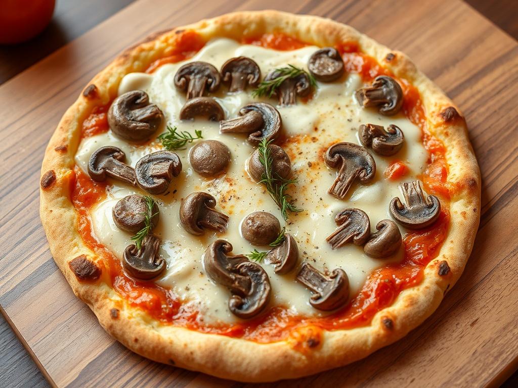 Пицца с шампиньонами, сливками и пармезаном: нежная текстура, которая тает во рту