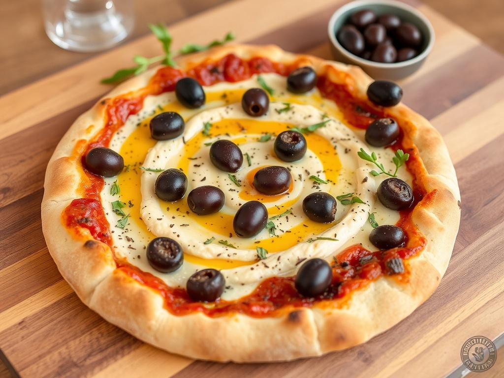 Пицца с хумусом и оливками: ближневосточный акцент