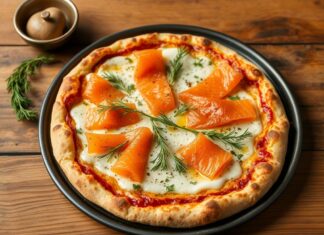 Пицца с лососем холодного копчения и укропом: скандинавский вариант