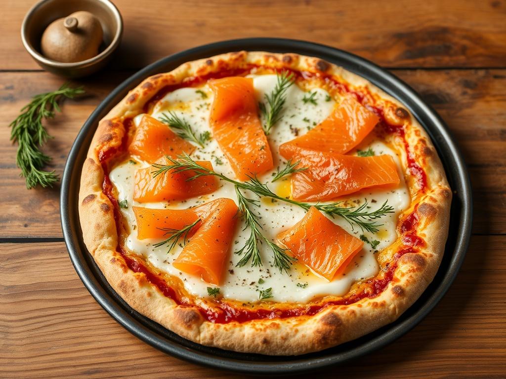 Пицца с лососем холодного копчения и укропом: скандинавский вариант