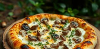 Пицца с шампиньонами, тимьяном и сливками: нежный вкус лесной опушки