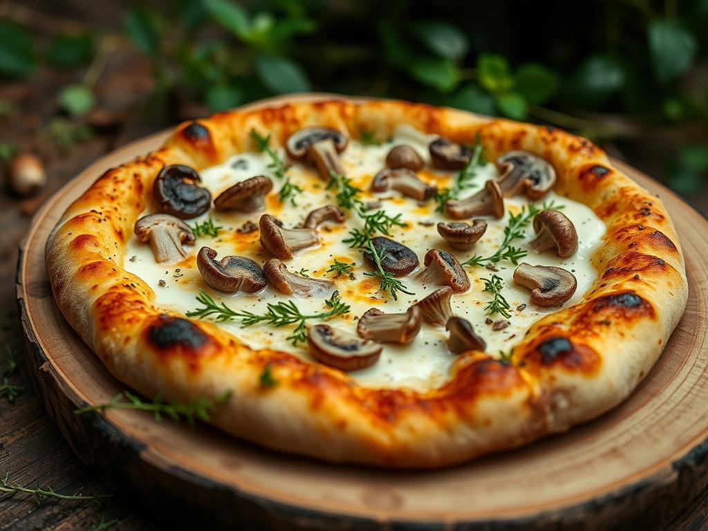 Пицца с шампиньонами, тимьяном и сливками: нежный вкус лесной опушки