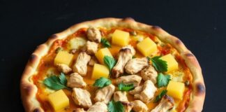 Пицца с курицей, ананасами и карри: экзотический микс