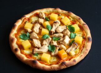 Пицца с курицей, ананасами и карри: экзотический микс