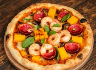 Пицца с мангостингом и креветками: тропический шторм на тесте