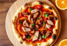 Хрустящая инновация на тарелке: пицца с уткой и апельсиновым соусом