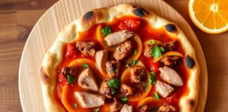 Хрустящая инновация на тарелке: пицца с уткой и апельсиновым соусом
