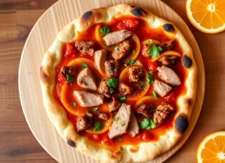 Хрустящая инновация на тарелке: пицца с уткой и апельсиновым соусом