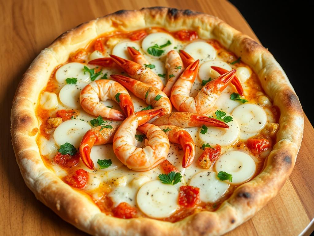 Пицца с лангустинами и чесноком: морская роскошь на вашей пиццерной тарелке