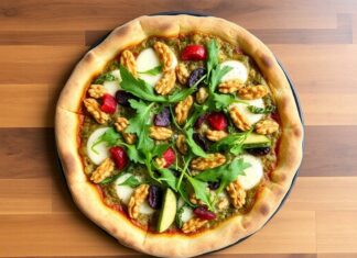 Пицца с песто из рукколы и грецких орехов: аромат лета под хрустящей коркой