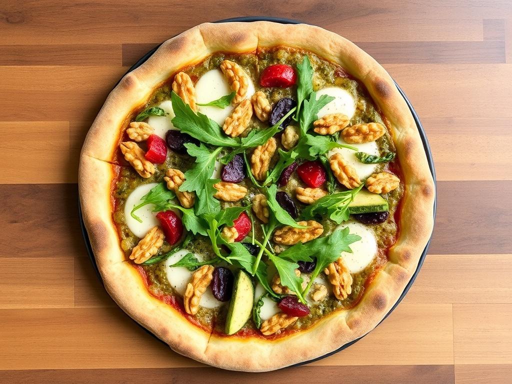 Пицца с песто из рукколы и грецких орехов: аромат лета под хрустящей коркой