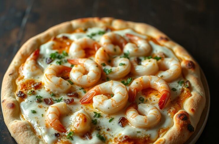 Пицца с креветками и чесноком: морской аромат и пикантность