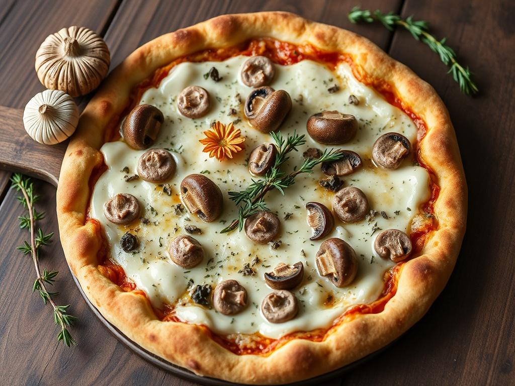 Пицца с шампиньонами и тимьяном: лесной аромат прямо у вас дома