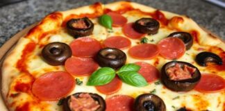 Пицца с салями и грибами портобелло: насыщенный вкус